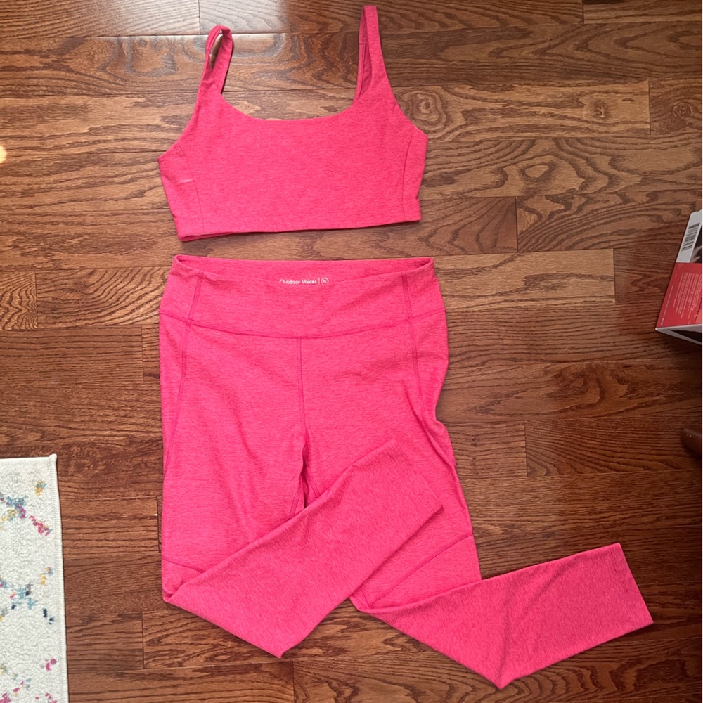 Outdoor Voices Hot Pink Bra & Leggings Set L/XL